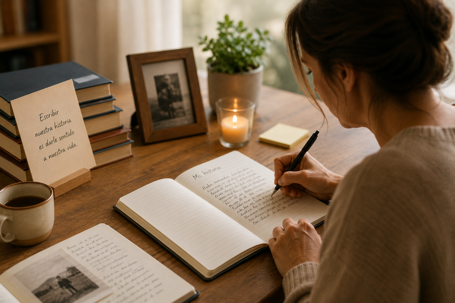 Persona escribiendo autobiografía